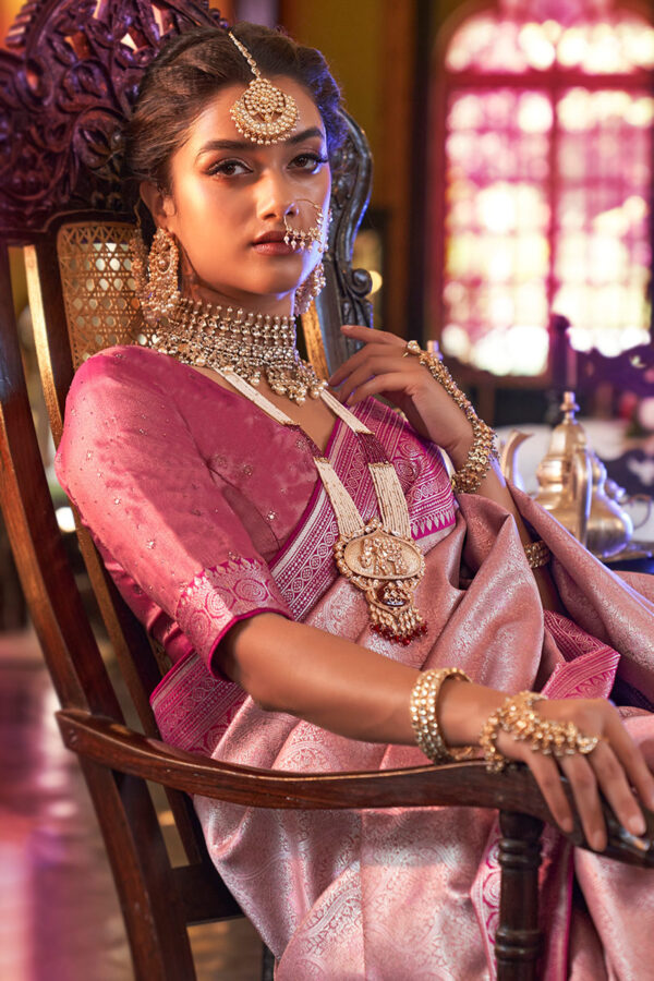 Rani Pink Kanjivaram Silk Saree With Handloom Weaving, Kanjivaram Saree,  कांचीपुरम साड़ीज - Bhakti Silk Mills, Surat | ID: 2850489573897